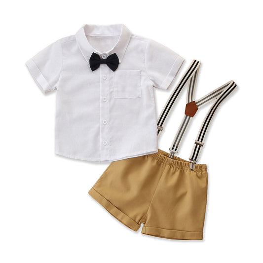 Conjunto de short beige y camisa