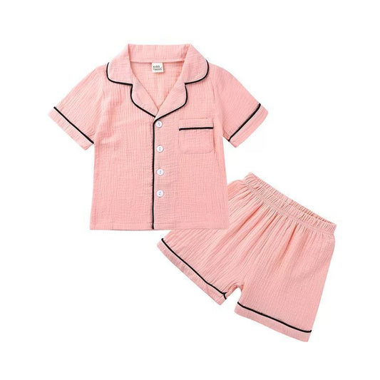 Pijama de short y camisa rosada